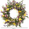 1 (3) J'FLORU Spring Wreath 24 Inch Summer Wreaths for Front Door Artificial Flower Wreath with Daisy and Lavender for Indoor Outdoor and Easter Celebration