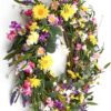 1 (4) J'FLORU Spring Wreath 24 Inch Summer Wreaths for Front Door Artificial Flower Wreath with Daisy and Lavender for Indoor Outdoor and Easter Celebration