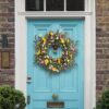 1 (5) J'FLORU Spring Wreath 24 Inch Summer Wreaths for Front Door Artificial Flower Wreath with Daisy and Lavender for Indoor Outdoor and Easter Celebration