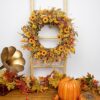 10 (3) J'FLORU Artificial Fall Wreath 22 Inch Fall Wreaths for Front Door Autumn Porch Farmhouse Thanksgiving Day Harvest Festival Handmade with Colorful Autumn Flowers Foliage for Porch Farmhouse Thanksgiving Harvest Festival