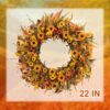 10 (6) J'FLORU Artificial Fall Wreath 22 Inch Fall Wreaths for Front Door Autumn Porch Farmhouse Thanksgiving Day Harvest Festival Handmade with Colorful Autumn Flowers Foliage for Porch Farmhouse Thanksgiving Harvest Festival