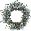 11 (1) J'FLORU Christmas Wreaths for Front Door 20 Inch Artificial Christmas Wreath White Winter Wreath with Berries Pine Cones Pine Needles for Xmas Winter Holidays