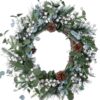 11 (6) J'FLORU Christmas Wreaths for Front Door 20 Inch Artificial Christmas Wreath White Winter Wreath with Berries Pine Cones Pine Needles for Xmas Winter Holidays