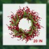 12 (6) J'FLORU Artificial Christmas Wreath 20 Inch Chirstmas Wreaths for Front Door Red Berry Wreath with Pine Needles for Porch Fireplace Xmas Winter Holidays