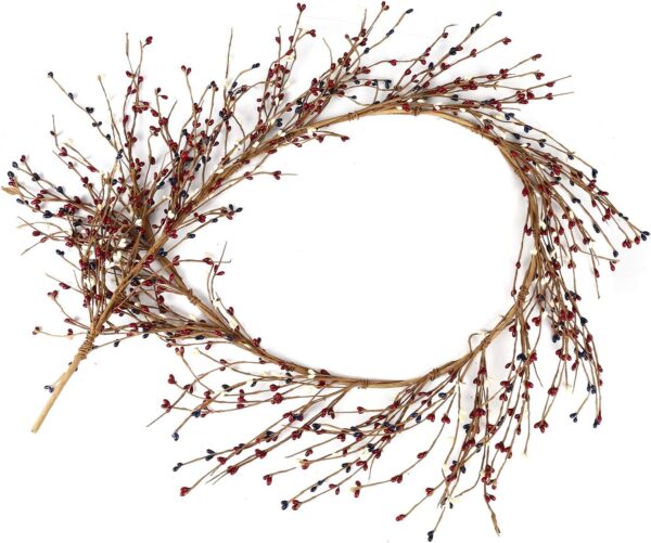 15 (2) J'FLORU Artificial Pip Berry Garland,America Patriotic Garland Red White Blue Pip Berry Garland for 4th of July Decor Independence Day Decoration