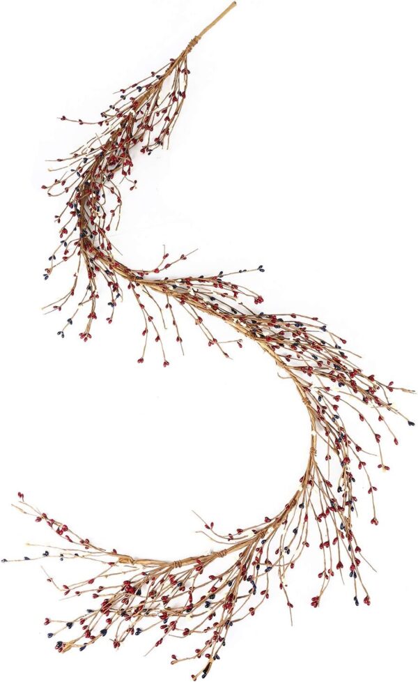 15 (3) J'FLORU Artificial Pip Berry Garland,America Patriotic Garland Red White Blue Pip Berry Garland for 4th of July Decor Independence Day Decoration
