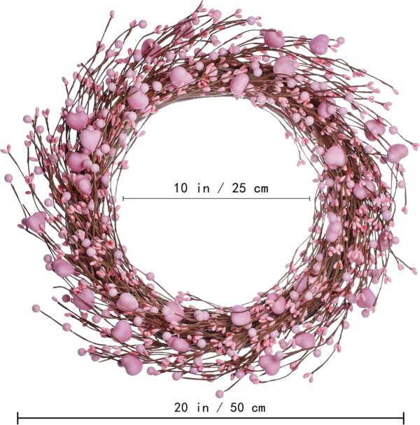 16 (3) J'FLORU Pink Valentine’s Day Wreaths for Front Door 20 Inch Valentines Day Wreath Valentines Wreath with Cute Hearts and Berries Valentine’s Day Gifts Anniversary Wedding Decorations