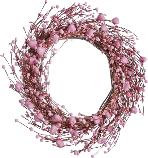 16 (5) J'FLORU Pink Valentine’s Day Wreaths for Front Door 20 Inch Valentines Day Wreath Valentines Wreath with Cute Hearts and Berries Valentine’s Day Gifts Anniversary Wedding Decorations