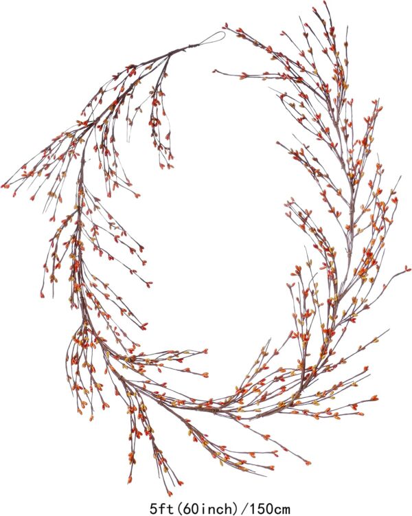 17 (2) J'FLORU Fall Pip Berry Garland - 5FT Artificial Autumn Decor (OrangeYellow)