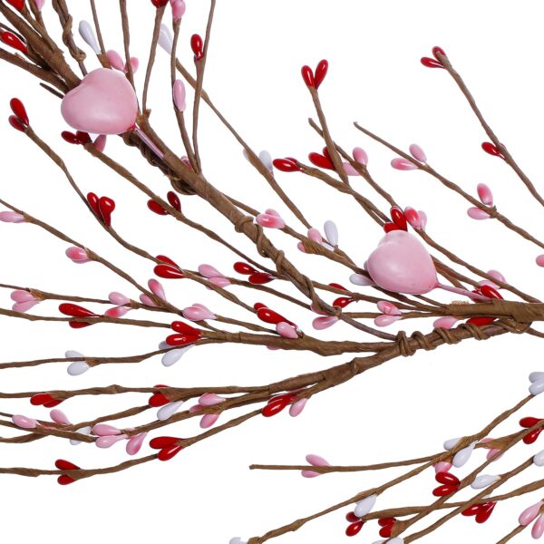 18 (4) J'FLORU Valentines Day Decorations 4.5FT Artificial Valentine’s Day Garland Pink White Berry Garlands with Pink Hearts for Valentine Wedding Anniversary Party Decor
