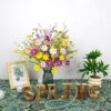 19 (2) J'FLORU Artificial Spring Flowers 18 Pack Spring Floral Picks 17 Inch Flower Stems with Colorful Daisies and Forsythia for Spring Summer Easter Flower Arrangements Centerpieces