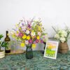 19 (4) J'FLORU Artificial Spring Flowers 18 Pack Spring Floral Picks 17 Inch Flower Stems with Colorful Daisies and Forsythia for Spring Summer Easter Flower Arrangements Centerpieces