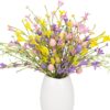 20 (1) J'FLORU Easter Flower Decorations 12 Pack Easter Egg Picks Artificial Forsythia Flowers with Eggs for Floral Arrangements Table Centerpieces