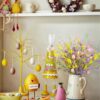 20 (4) J'FLORU Easter Flower Decorations 12 Pack Easter Egg Picks Artificial Forsythia Flowers with Eggs for Floral Arrangements Table Centerpieces