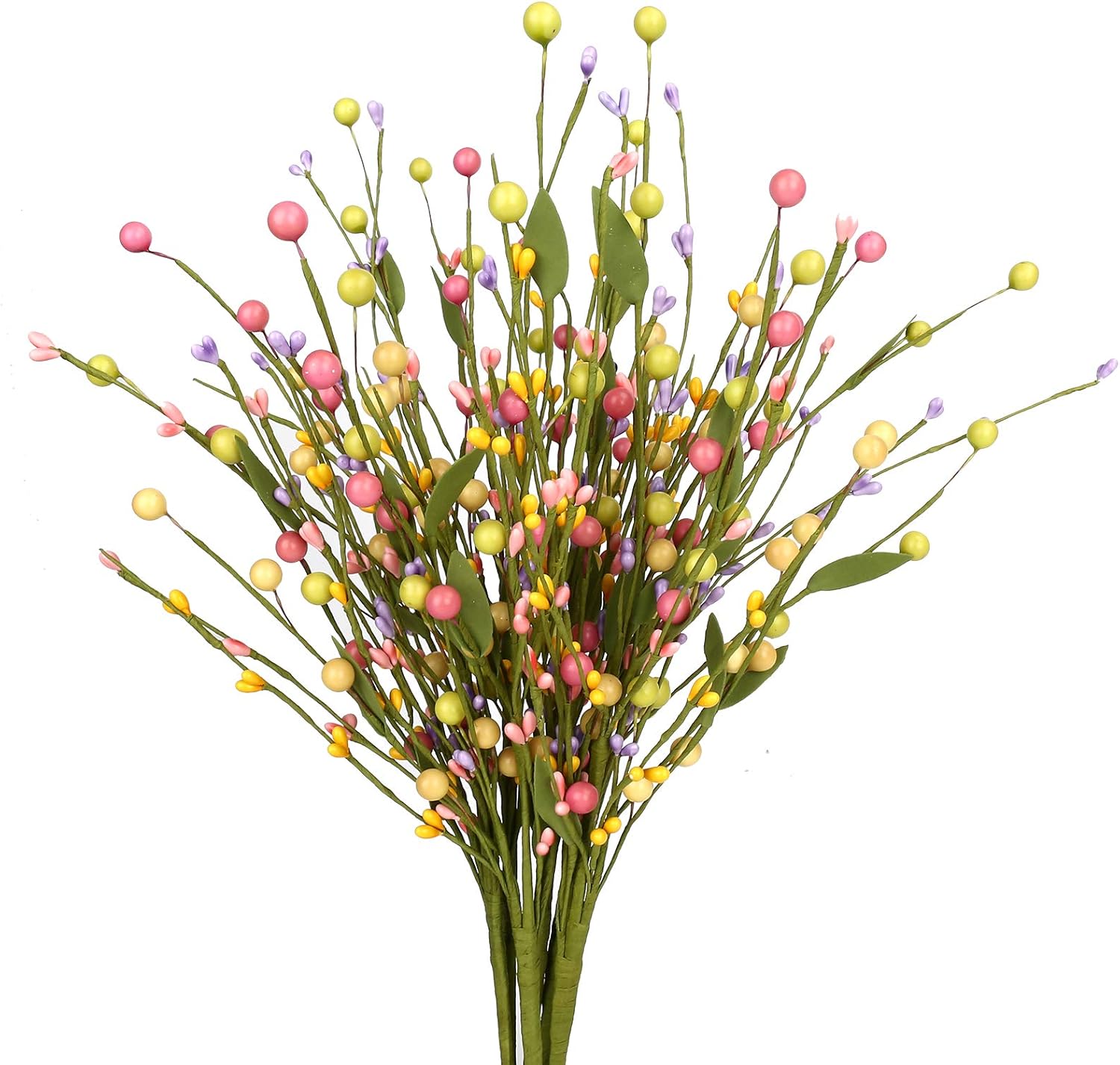 21 (1) J'FLORU 6 pcs Spring Berry Stems, Artificial Berry Picks Easter Stems for Home Centerpiece Vase Windowsill Decor and Easter Celebration,Suitable for All Seasons