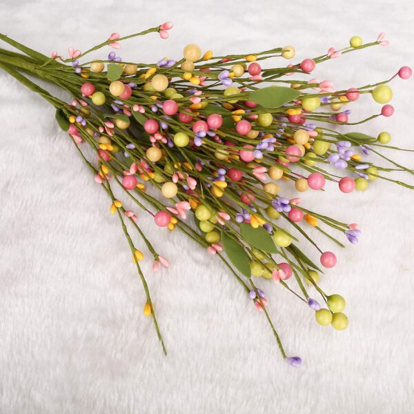 21 (3) J'FLORU 6 pcs Spring Berry Stems, Artificial Berry Picks Easter Stems for Home Centerpiece Vase Windowsill Decor and Easter Celebration,Suitable for All Seasons