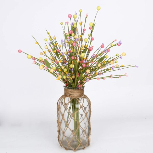 21 (5) J'FLORU 6 pcs Spring Berry Stems, Artificial Berry Picks Easter Stems for Home Centerpiece Vase Windowsill Decor and Easter Celebration,Suitable for All Seasons