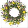 3 J'FLORU Spring Wreaths for Front Door 22 Inch Artificial Summer Wreath Daisy and Lavender Wreath with Wildflowers for Home Wall Farmhouse Springtime Easter Holiday Party
