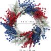 3 (3) J'FLORU Patriotic Wreaths for Front Door 22 Inch,4th of July Wreaths with Red White Blue Flowers Floral Patriotic Wreath July Fourth Decorations for Memorial Day Independence Day Decor