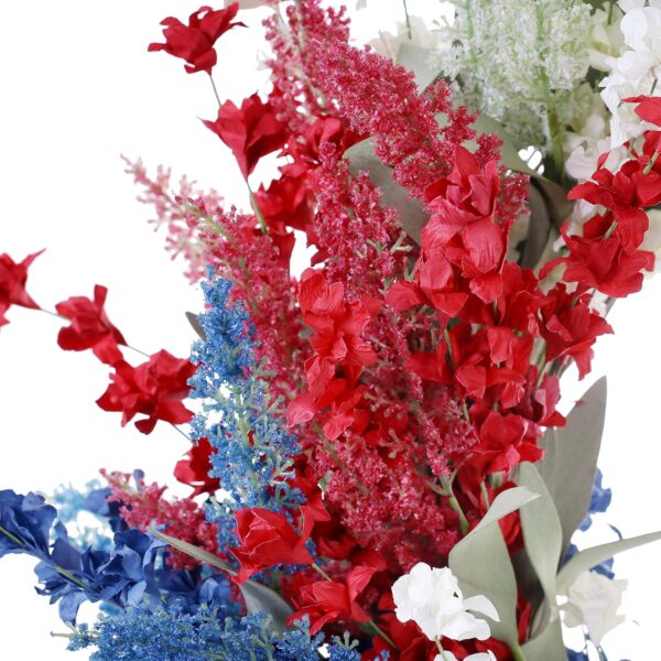 3 (4) J'FLORU Patriotic Wreaths for Front Door 22 Inch,4th of July Wreaths with Red White Blue Flowers Floral Patriotic Wreath July Fourth Decorations for Memorial Day Independence Day Decor
