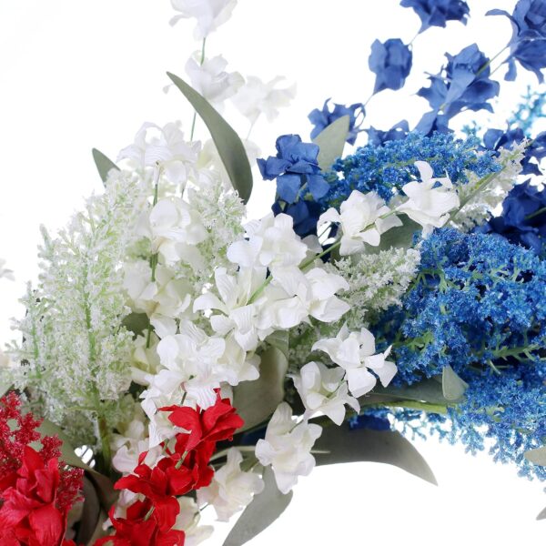 3 (5) J'FLORU Patriotic Wreaths for Front Door 22 Inch,4th of July Wreaths with Red White Blue Flowers Floral Patriotic Wreath July Fourth Decorations for Memorial Day Independence Day Decor