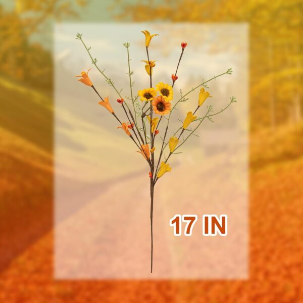 30 (5) J'FLORU Fall Flower Decorations 12 Pack Autumn Floral Picks Artificial Forsythia Flowers with Orange Daisies for Floral Arrangements Harvest Festival Thanksgiving Day Decor