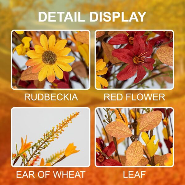 31 (5) J'FLORU Artificial Fall Flowers 12 Pack Fall Floral Picks 17 Inch Autumn Flower Stems for Thanksgiving Harvest Vases Centerpieces Flower Arrangements