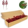 32 (1) J'FLORU 50 Pack Christmas Tree Decorations 6.5 Inch Artificial Berry Stems Red Berry Picks for Xmas Winter Christmas Tree Ornaments Centerpieces Flower Arrangements