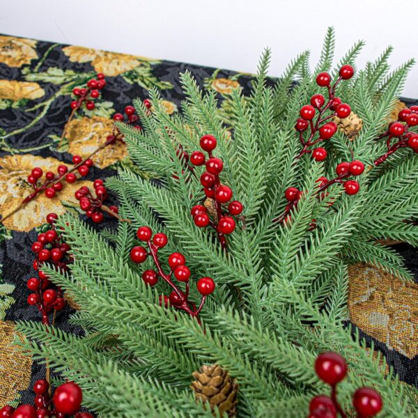 32 (3) J'FLORU 50 Pack Christmas Tree Decorations 6.5 Inch Artificial Berry Stems Red Berry Picks for Xmas Winter Christmas Tree Ornaments Centerpieces Flower Arrangements