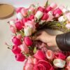 5 (4) J'FLORU Valentines Day Decorations Romantic Valentines Day Gifts 22 Inch Valentine's Day Wreath with Lovely Bear Heart Roses Tulips for Valentine Party Anniversary Candlelight Dinner