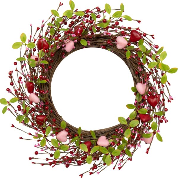 7 (1) J'FLORU Valentine's Day Wreaths for Front Door 20 Inch Valentines Day Wreath Valentine Door Wreath with Pink Red Hearts and Berries Valentines Day Gifts Anniversary Wedding Decorations