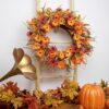 8 (7) J'FLORU Artificial Fall Wreath 22 Inch Autumn Wreaths for Front Door Orange Daisy Wreath with Wildflowers Berries for Indoor Outdoor Wall Farmhouse Thanksgiving Day Harvest Festival Celebration
