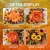 9 (4) J'FLORU 22 Inch Artificial Fall Wreath Autumn Wreaths for Front Door Thanksgiving Wreath with Peony Dahlia Daisy Flowers for Thanksgiving Day Harvest Festival Wall Porch Indoor Outdoor