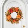 9 (5) J'FLORU 22 Inch Artificial Fall Wreath Autumn Wreaths for Front Door Thanksgiving Wreath with Peony Dahlia Daisy Flowers for Thanksgiving Day Harvest Festival Wall Porch Indoor Outdoor