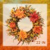 9 (6) J'FLORU 22 Inch Artificial Fall Wreath Autumn Wreaths for Front Door Thanksgiving Wreath with Peony Dahlia Daisy Flowers for Thanksgiving Day Harvest Festival Wall Porch Indoor Outdoor